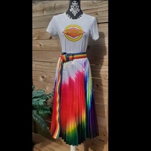 Rainbow Pleated Skirt